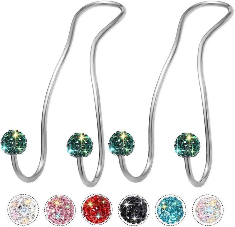 MTGOCHA Bling Purse Hook for Car Headrest, Upgraded Cute Car Seat Hooks for Bag Handbag, Durable Stainless Auto Purse Hanger Holder 2 Pack, Green - Image 1